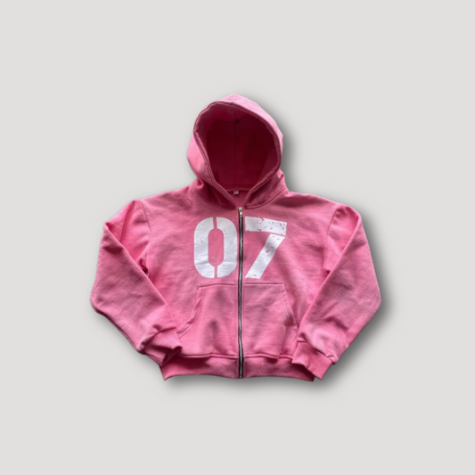 07even Grafische Afdrukken Roze Grunge Y2k Hoodie