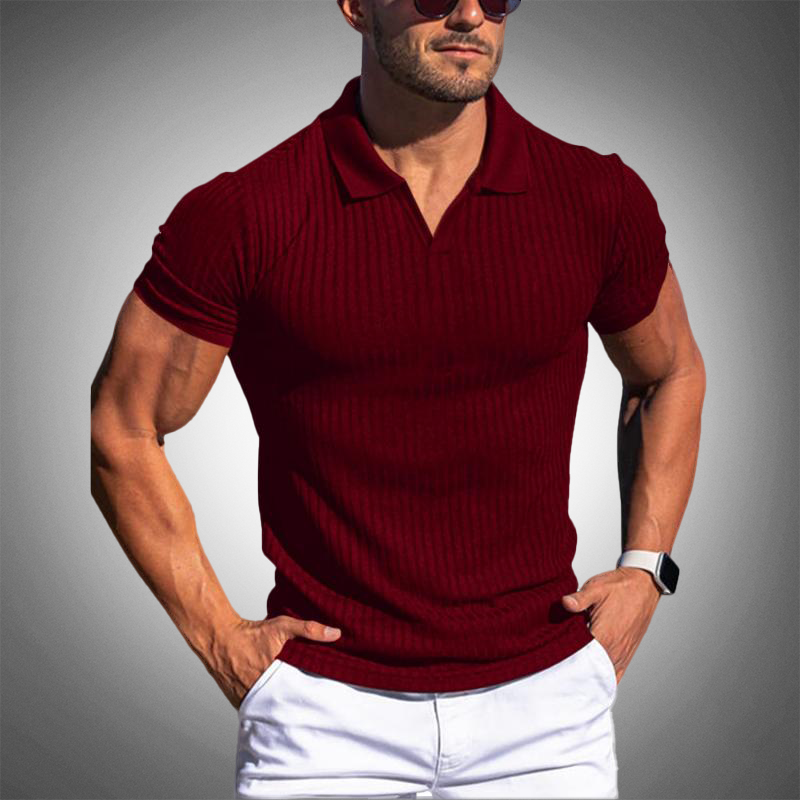 Casual slim fit polo met verticale strepen