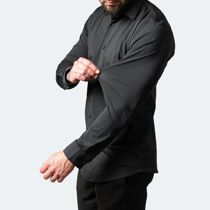 StretchEasy™ | KREUKVRIJ STRETCH OVERHEMD VOOR MANNEN - Zwart-4XL -  Neomoda