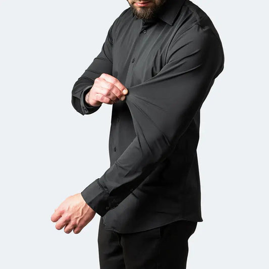 StretchEasy™ | KREUKVRIJ STRETCH OVERHEMD VOOR MANNEN - Zwart-4XL -  Neomoda