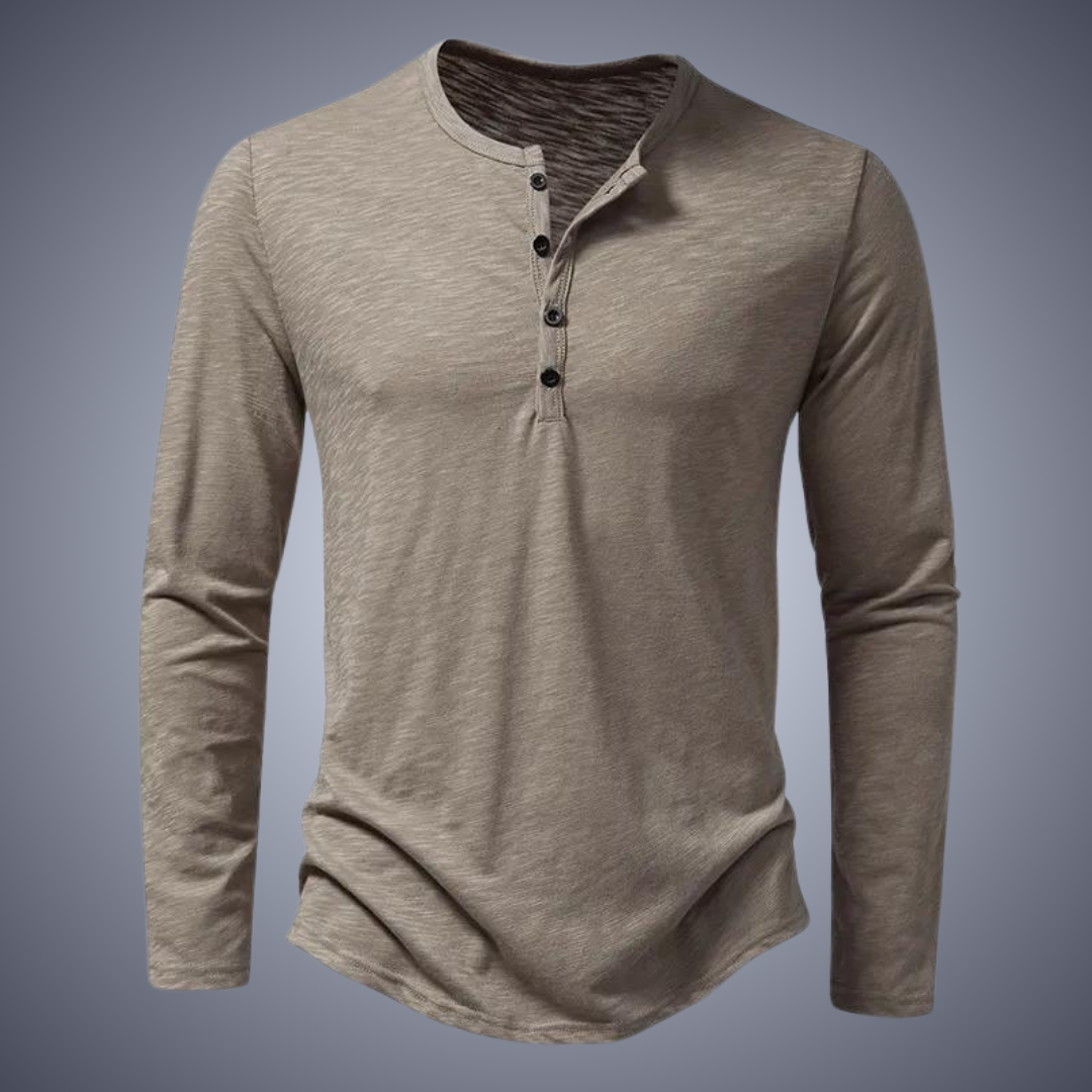 Effen henley shirt met lange mouwen