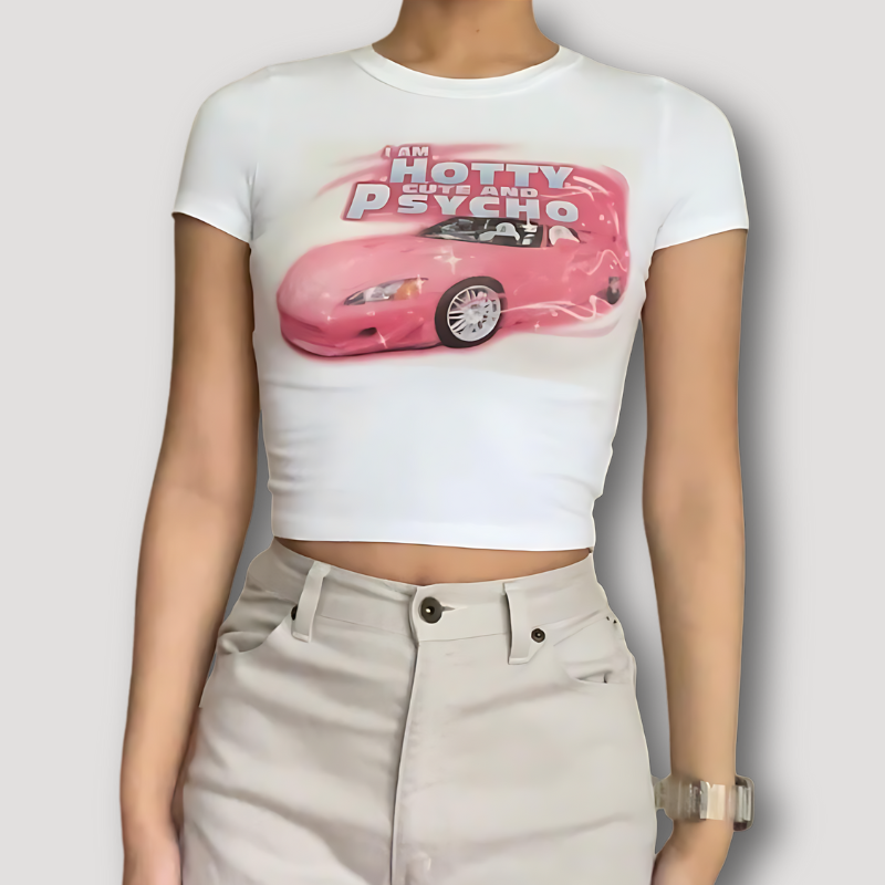 Wit Korte Mouw Zomer Crop Top Grafisch Tee T Shirt