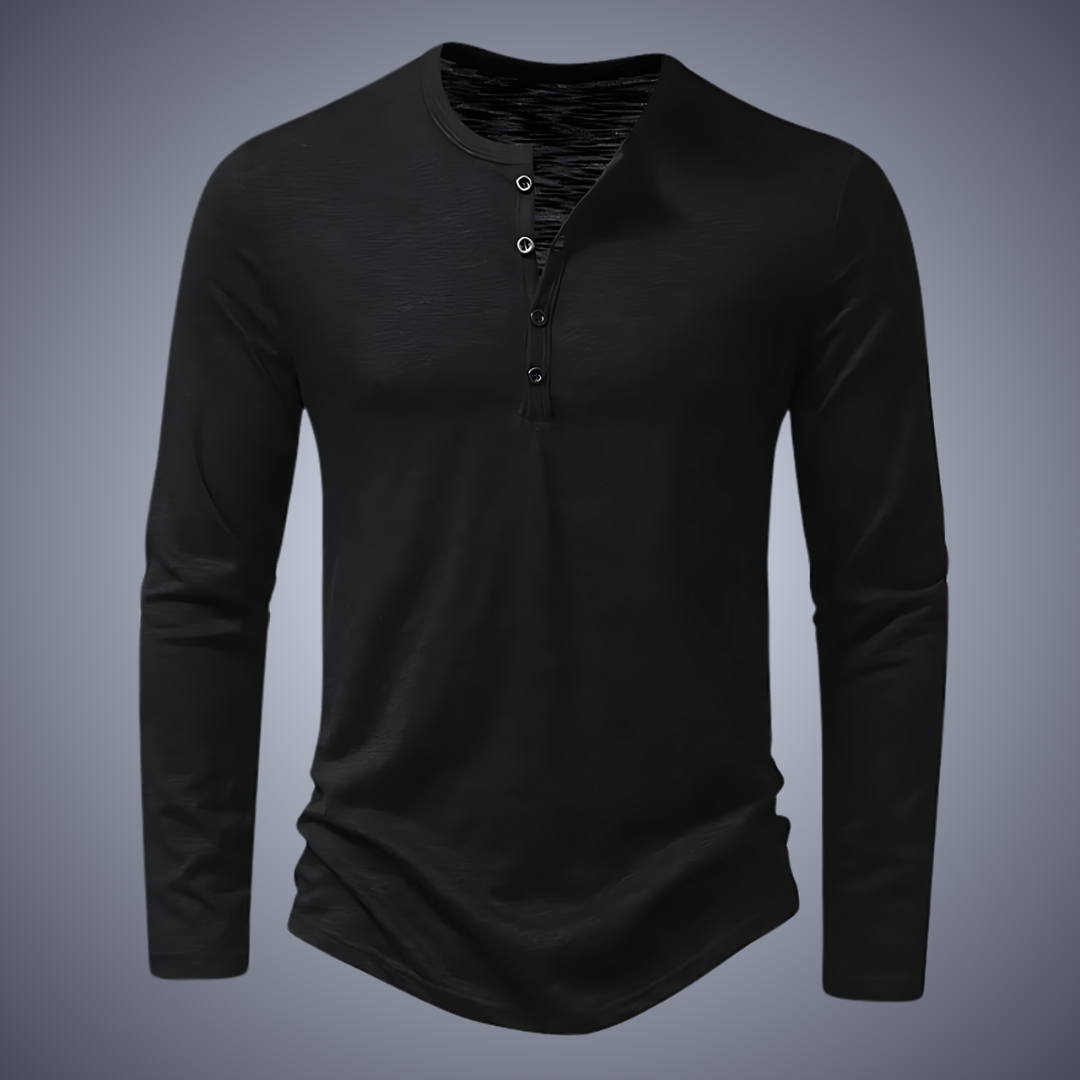 Effen henley shirt met lange mouwen