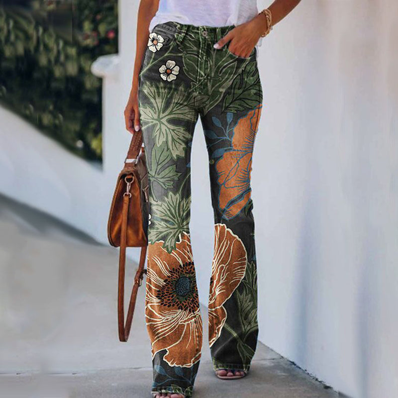 Casual Bloemenprint Flared Broek