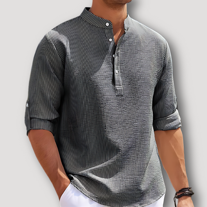 Quarter Top Smart-Casual Gecheckt Patroon Henley Shirt