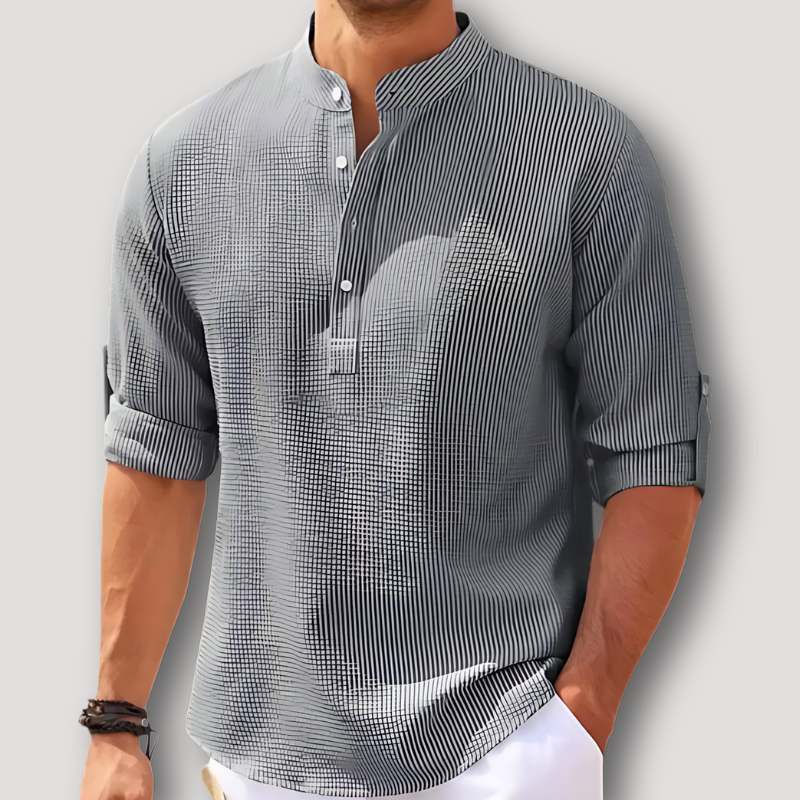 Quarter Top Smart-Casual Gecheckt Patroon Henley Shirt