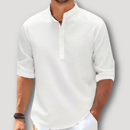 Quarter Top Smart-Casual Gecheckt Patroon Henley Shirt