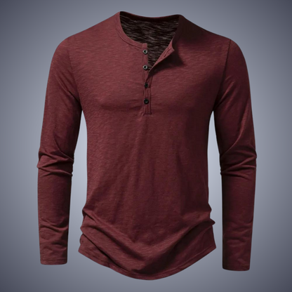 Effen henley shirt met lange mouwen