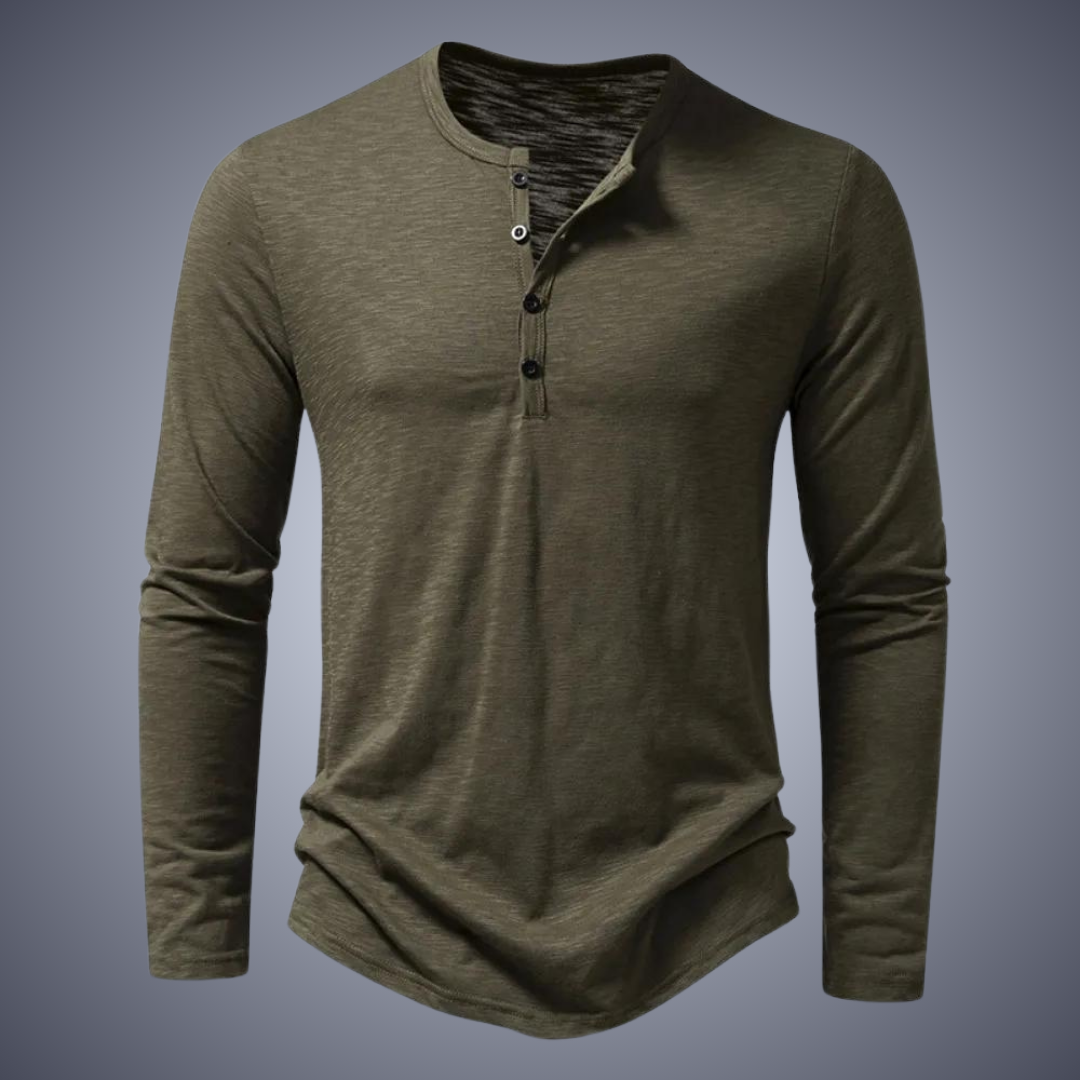 Effen henley shirt met lange mouwen