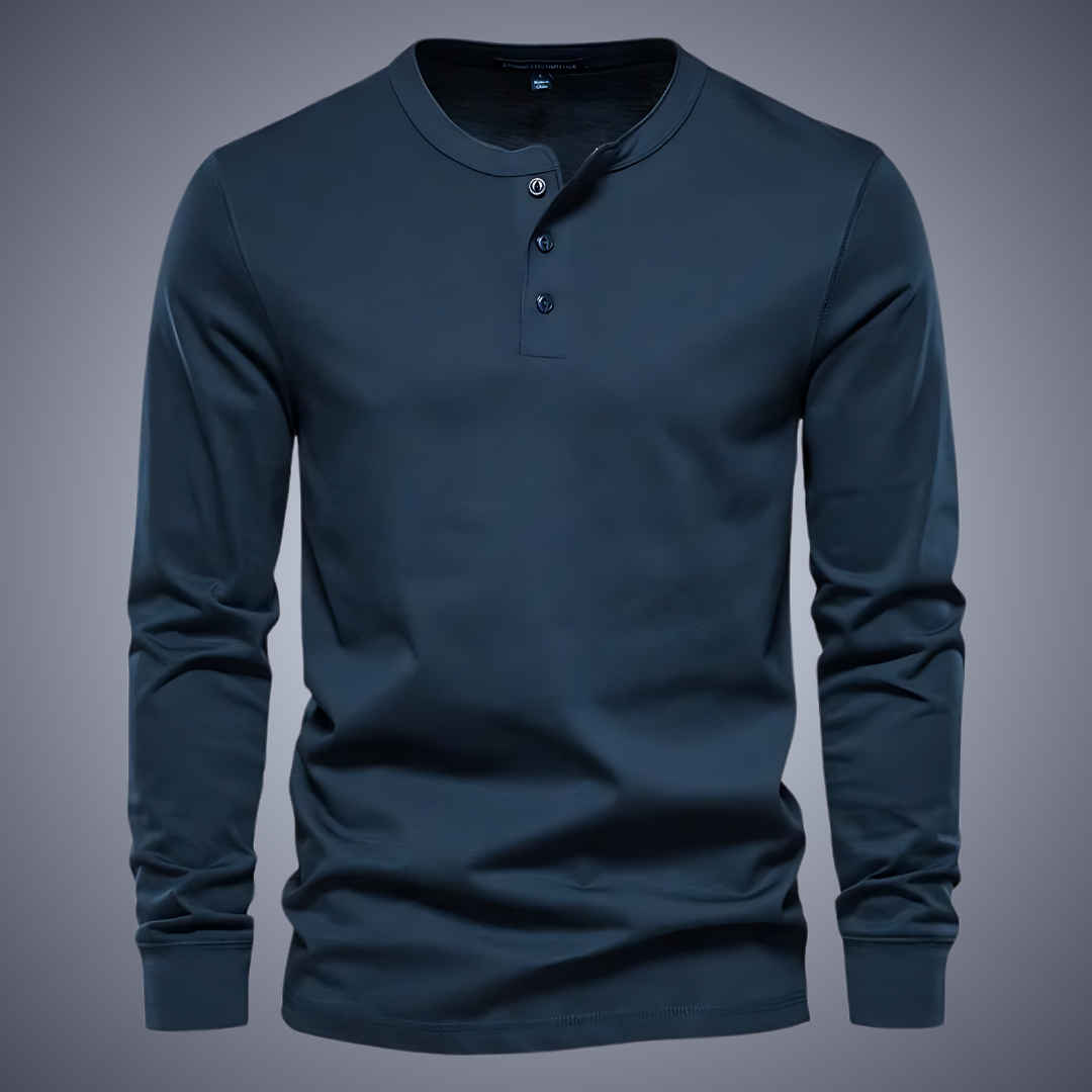 Modern henley kraag shirt met lange mouwen