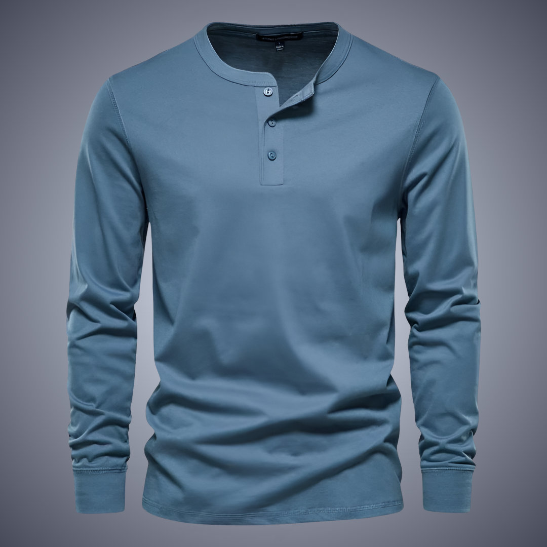 Modern henley kraag shirt met lange mouwen