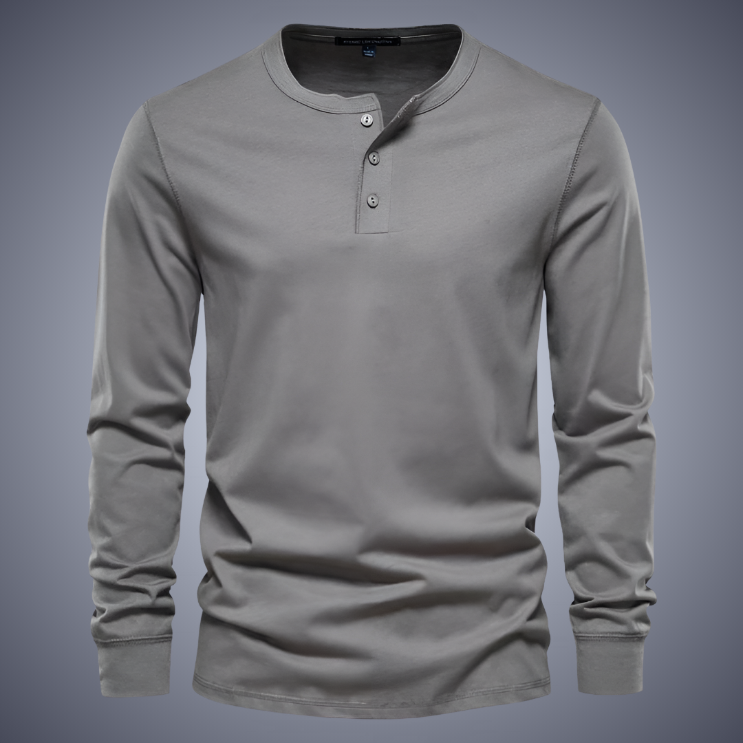 Modern henley kraag shirt met lange mouwen