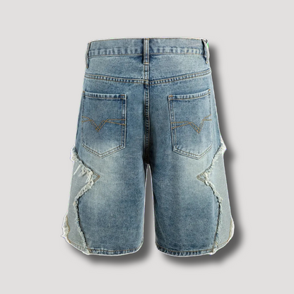 Y2K Star Patchwork Shorts - Streetwear Denim Korte Broek