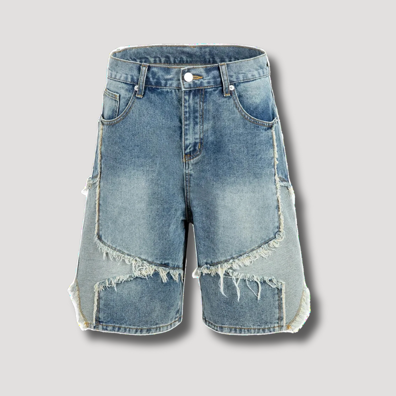 Y2K Star Patchwork Shorts - Streetwear Denim Korte Broek