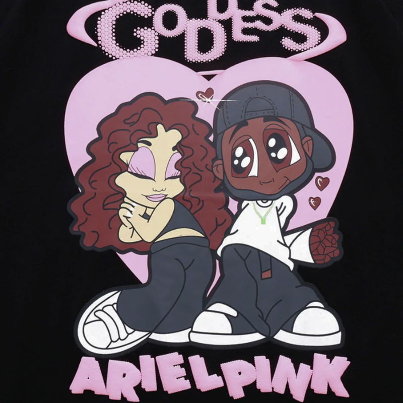 Ariel Pink Cartoon Koppel Grafisch Afdrukken Shirt