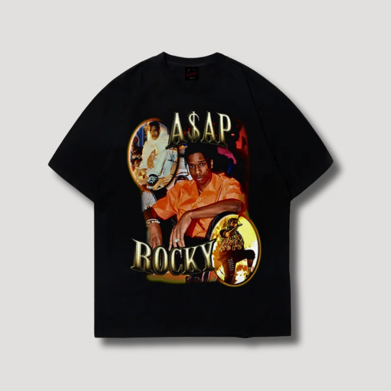 Asap Rocky Portret Grafisch Bedrukt Y2K Streetwear T-Shirt