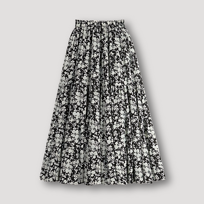 Ruffled Seams Lange Vloeiend Bloemig Summer Skirt