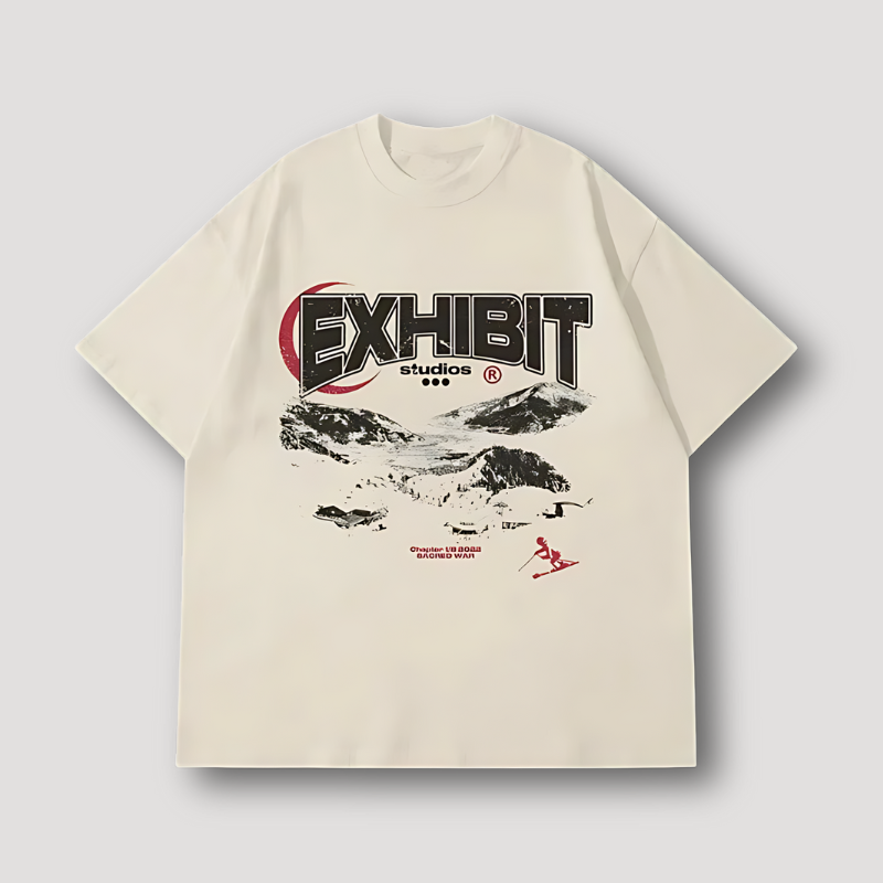 'EXHIBIT studios' Grote Fit Graphic Tees T Shirt Met Print