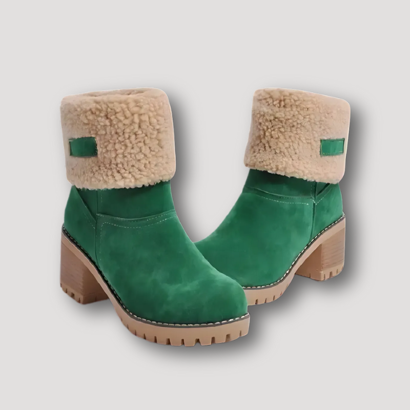 Faux Shearling Cuff Enkel Boots Dames