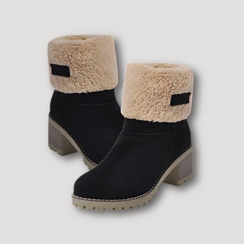 Faux Shearling Cuff Enkel Boots Dames