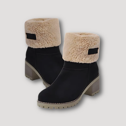 Faux Shearling Cuff Enkel Boots Dames