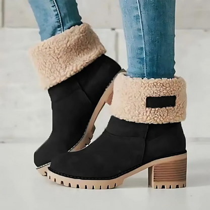 Faux Shearling Cuff Enkel Boots Dames