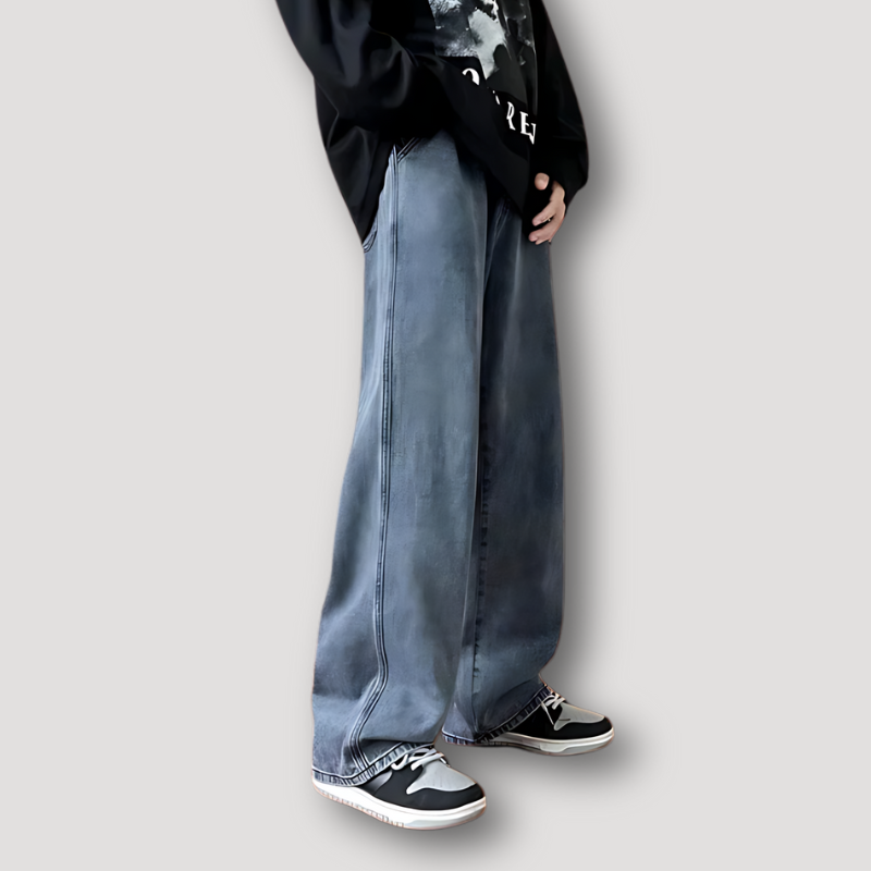 Loose Baggy Wide Leg Vervaagd Denim Jeans