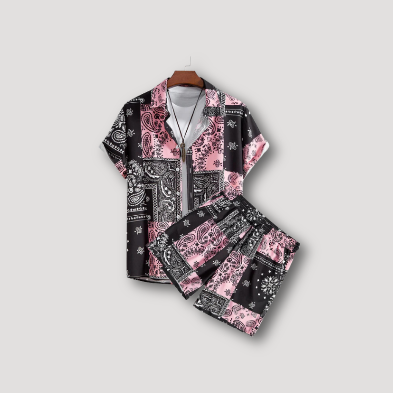 Paisley Korte Mouw Shirt Strand Korte Set Zomer Outfit