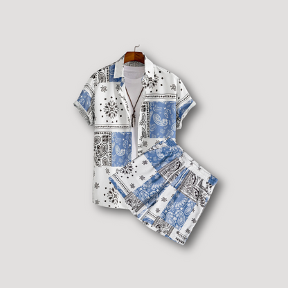 Paisley Korte Mouw Shirt Strand Korte Set Zomer Outfit