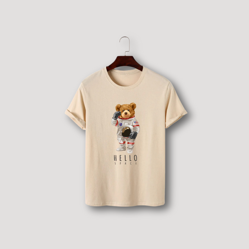 Hello Space Bear Astronaut Grafisch Zomer Printed T Shirt