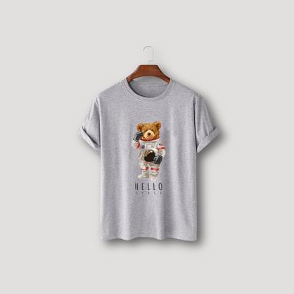 Hello Space Bear Astronaut Grafisch Zomer Printed T Shirt