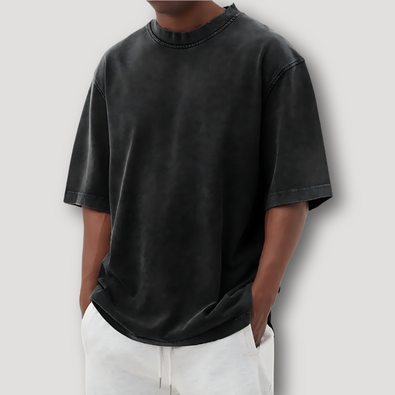 Washed Vervaagd Korte Mouw Oversized Crew Neck T Shirt