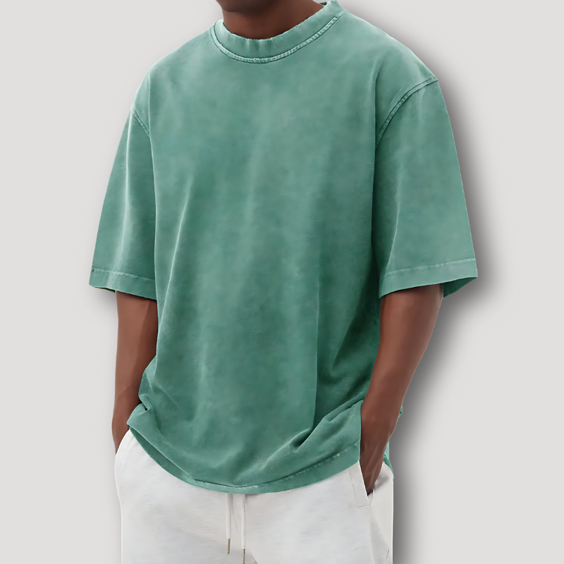 Washed Vervaagd Korte Mouw Oversized Crew Neck T Shirt