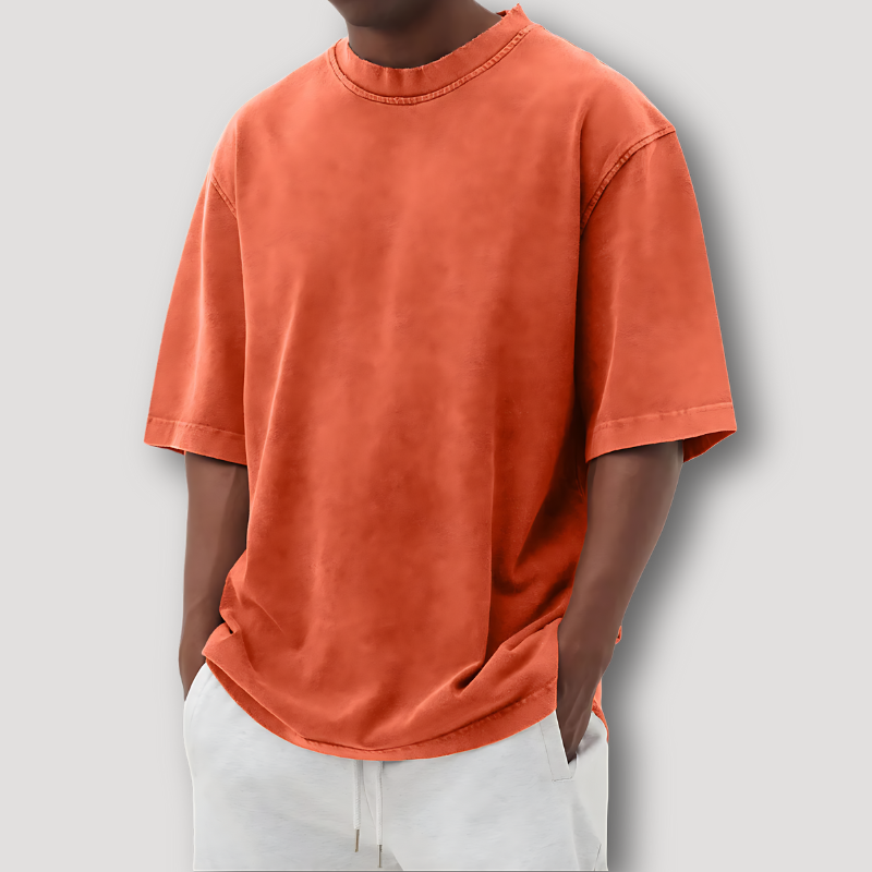 Washed Vervaagd Korte Mouw Oversized Crew Neck T Shirt