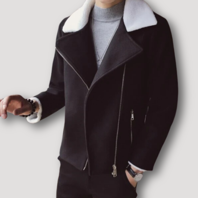 Shearling Contrast Kleur Lapel Trench Coat Heren