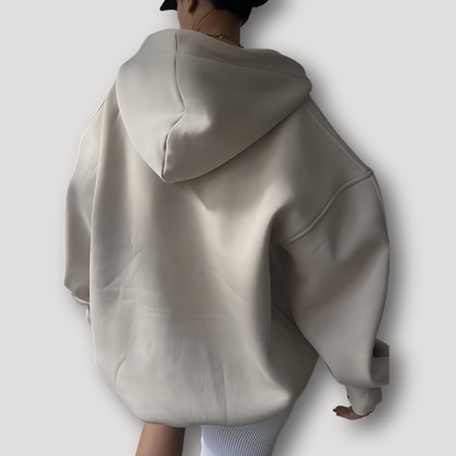 Schoon Minimalistisch Oversized Beige Pullover Hoodie