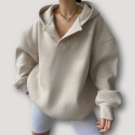 Schoon Minimalistisch Oversized Beige Pullover Hoodie