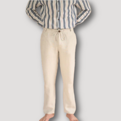 Zomerse Beige Rechte Linnen Broek