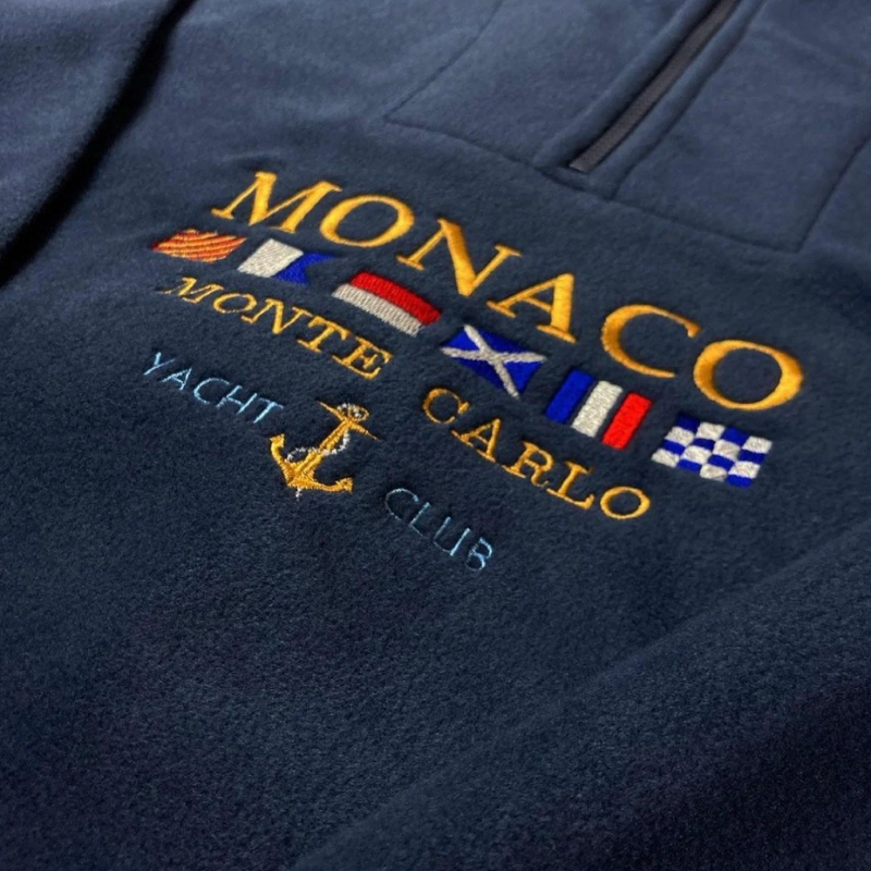 Monaco Monte Carlo Grafisch Borduren Half Zip Trui