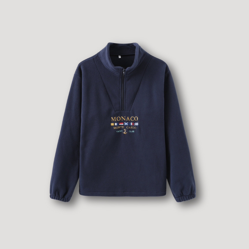 Monaco Monte Carlo Grafisch Borduren Half Zip Trui