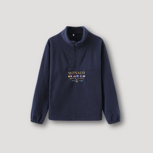 Monaco Monte Carlo Grafisch Borduren Half Zip Trui