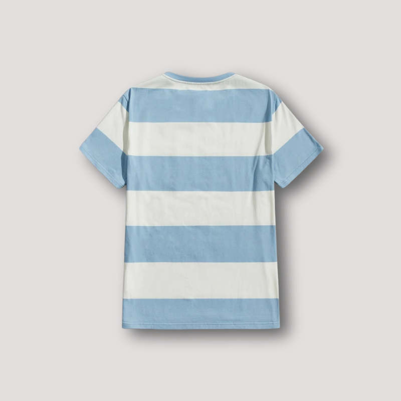 Lichtblauw Horizontal Streep Korte Mouw Zomer T-shirt