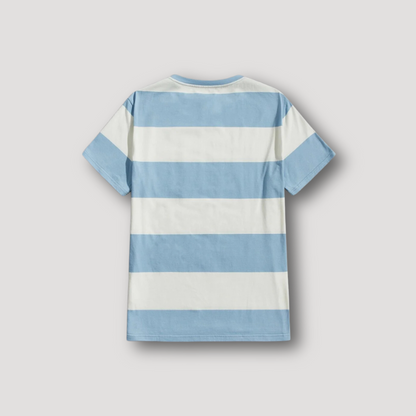 Lichtblauw Horizontal Streep Korte Mouw Zomer T-shirt