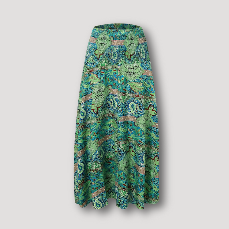 Highwaisted Paisley Patroon Boho Style Stromend Maxi Skirt