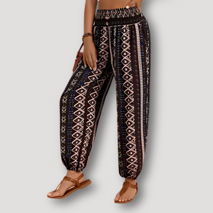 Vloeiende Geometrische Bloemen Streep Boho Style Pants