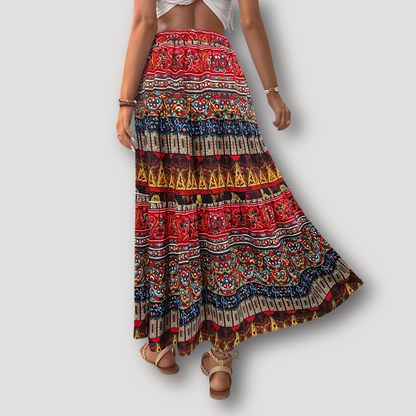 Kleurrijk Geometrisch Tribal Stromend Boho Maxi Skirt