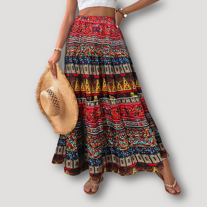 Kleurrijk Geometrisch Tribal Stromend Boho Maxi Skirt