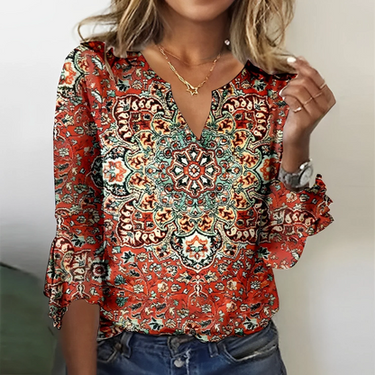 Vibrant Mandalas Paisley Patroon Boheems Flowy Blouse