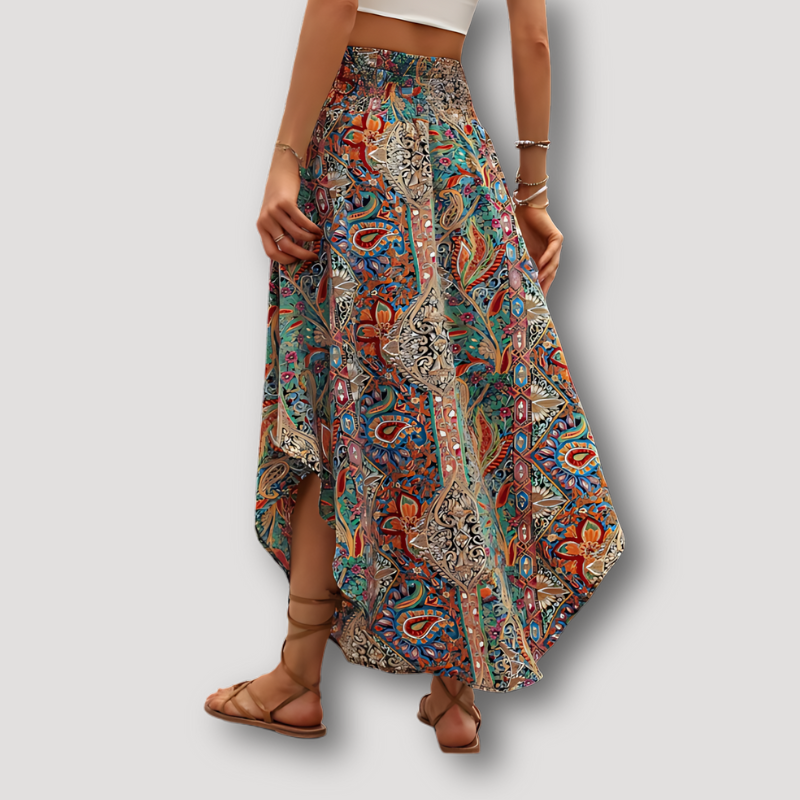 Stromend Paisley Bloemen Asymmetrisch Boho Rok