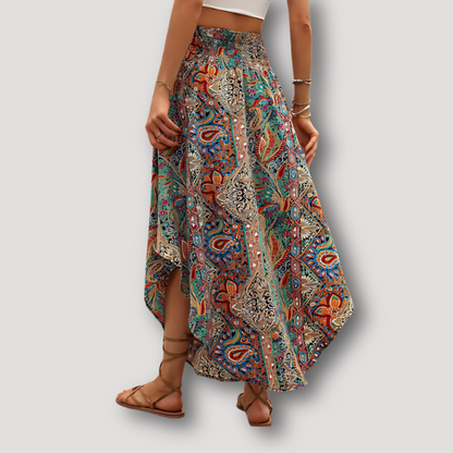 Stromend Paisley Bloemen Asymmetrisch Boho Rok